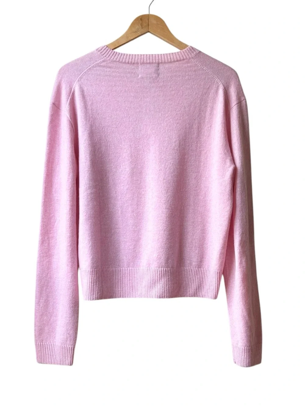 NWT J.Crew Cashmere Pink High V-Neck Sweater Heather Bouquet Sz L